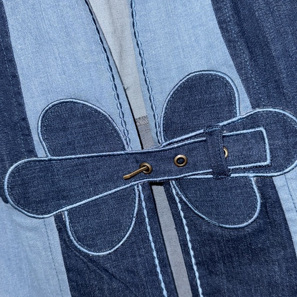 Vest Two-Tone Denim jean belt front closure size 6 sleeveless - Picture 4 of 5